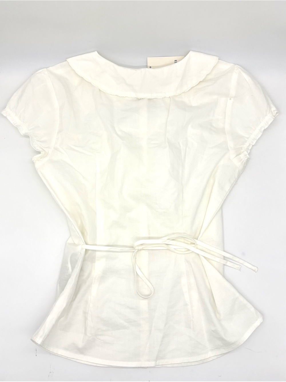 Hollister White Statement Collar Cap Sleeve Button Up Blouse Japan XS - Picture 2 of 4